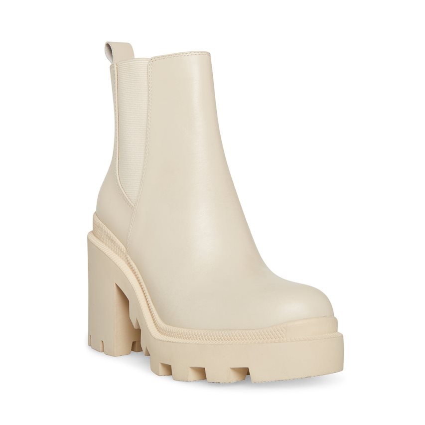 Cream Steve Madden Roxie Leather Women's Ankle Boots | PH 8374UCJ